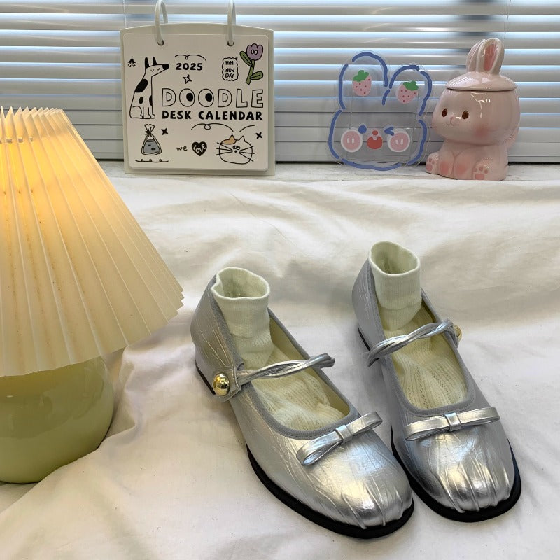 Glossy Bowknot Mary Jane Flats