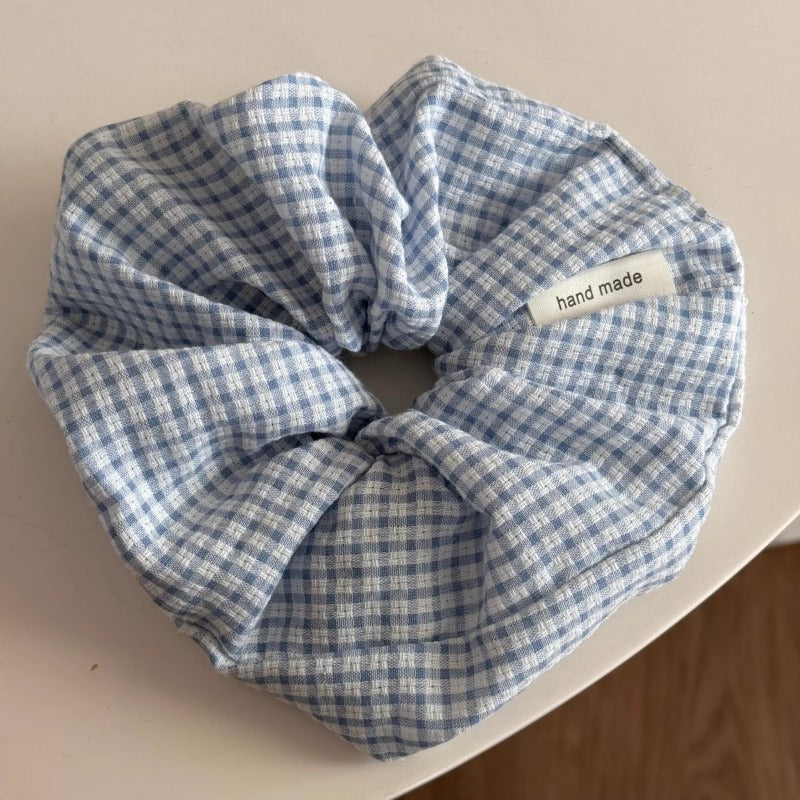 Blue Plaid Scrunchie Set