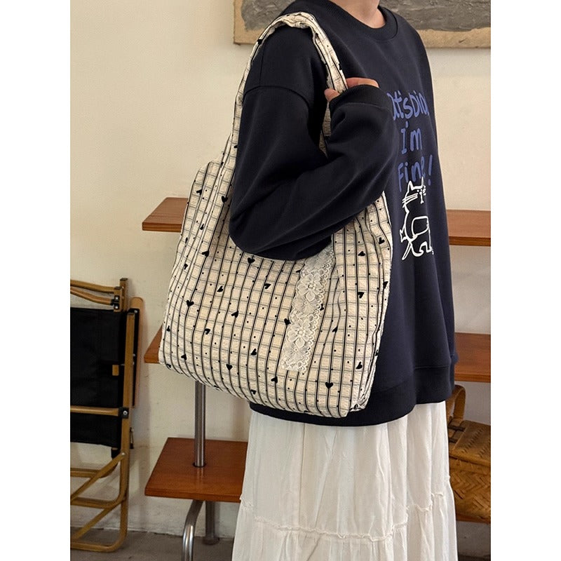 Cat Print Canvas Tote