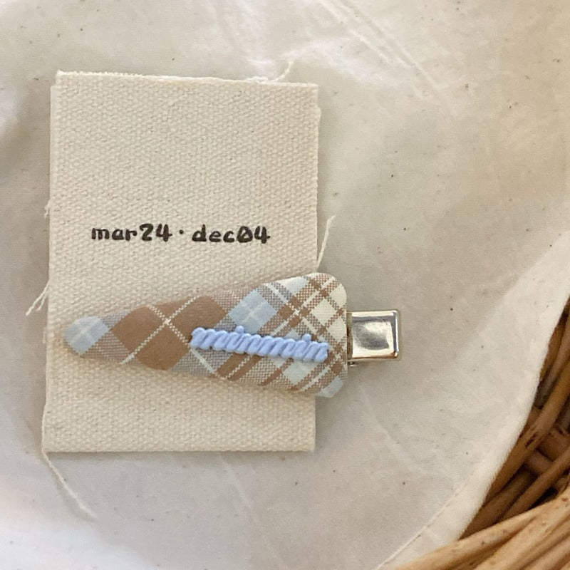 Plaid Embroidered Hair Clips
