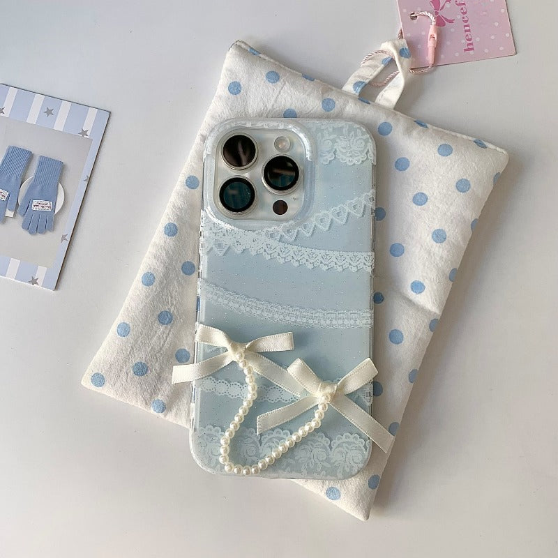 Chic Lace Elegance Light Blue Phone Case