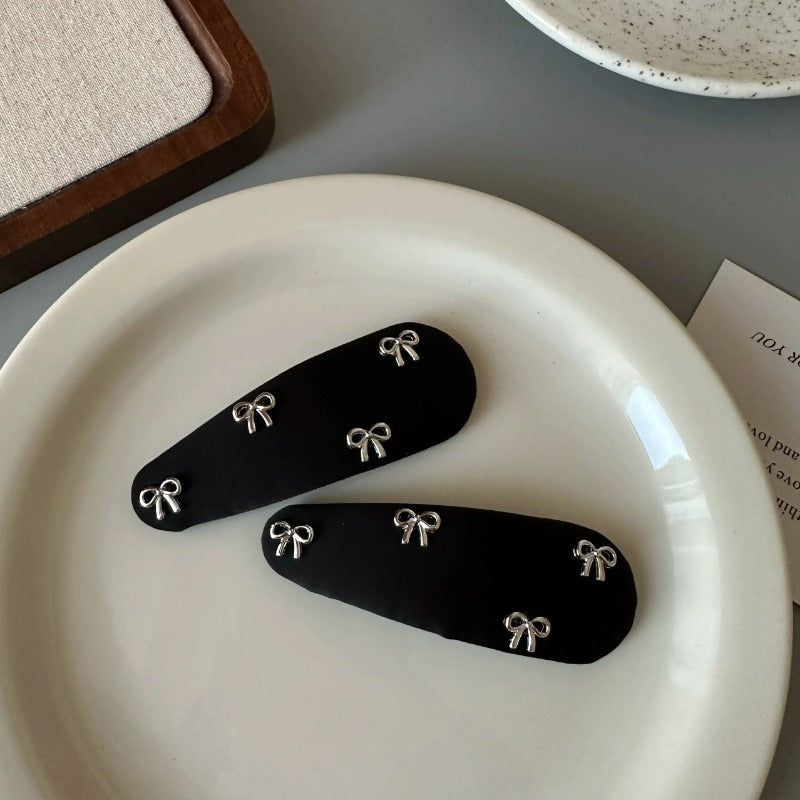 Black Bow Cotton Crew Hair Clip