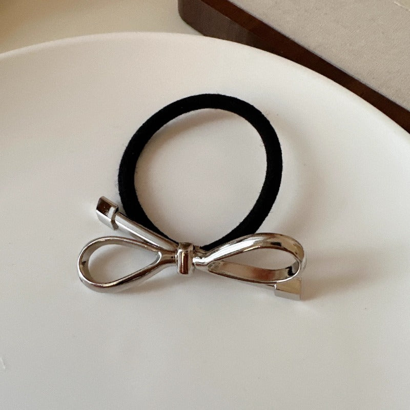 Silver Bow Hair Clips