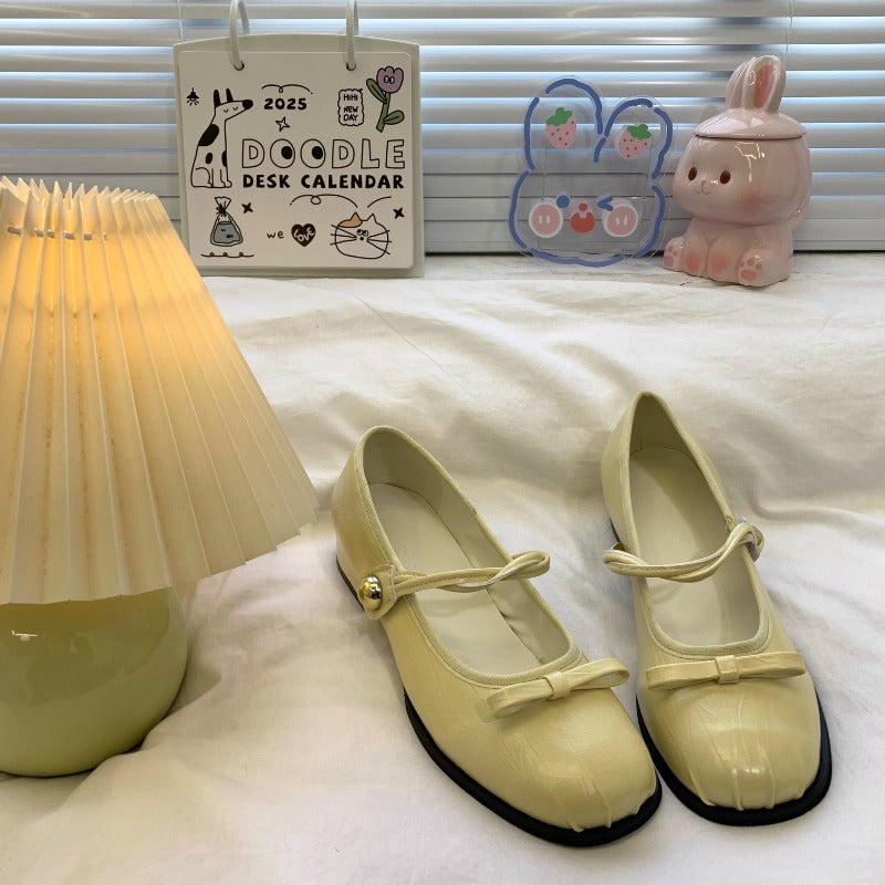 Glossy Bowknot Mary Jane Flats
