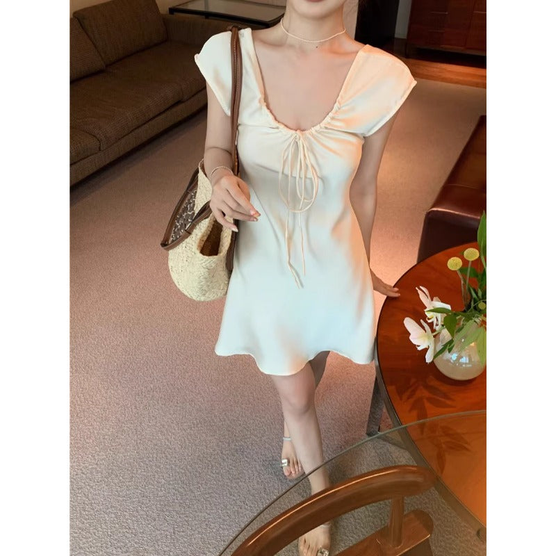 Silky Lavender Tie-Front Dress