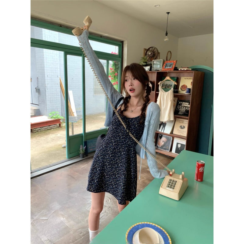 Floral Mini Dress Cardigan