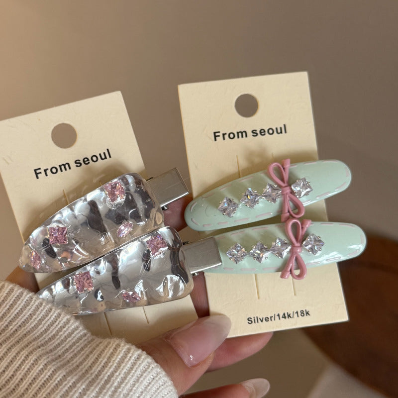 Crystal Bow Hair Clips Set