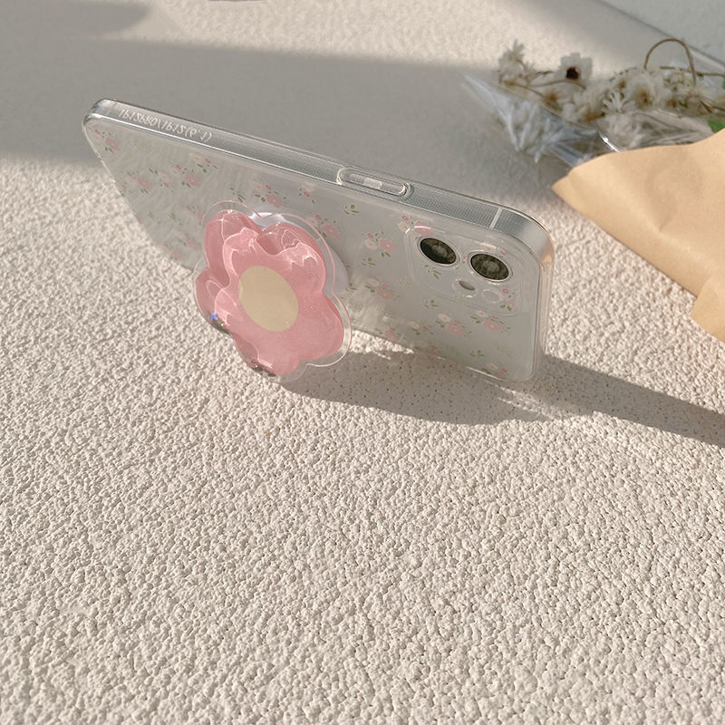 Transparent Pink Flower Case