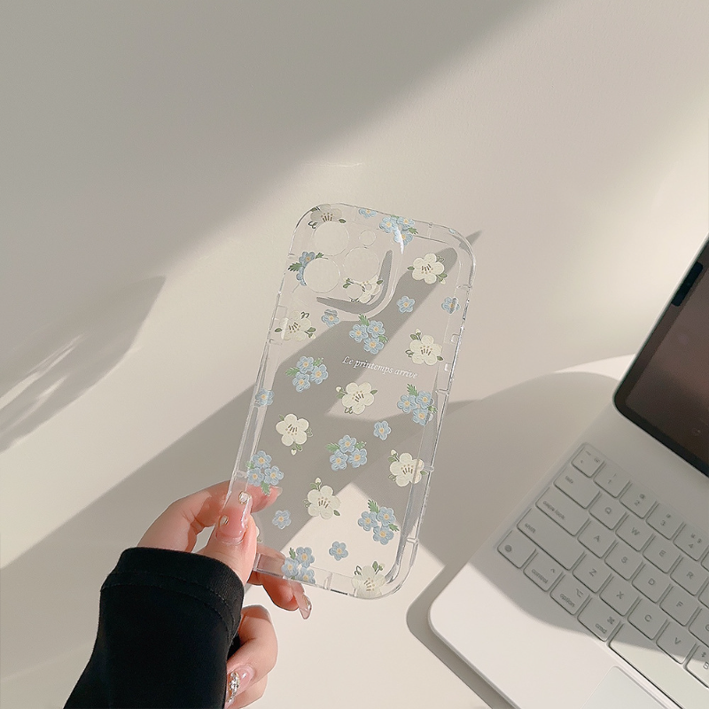 Transparent Baby Blue Flower Case