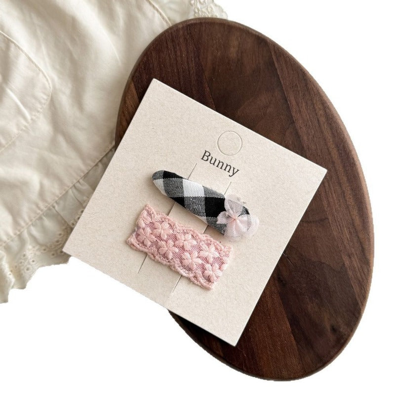 Bunny Pink Black Hair Clips