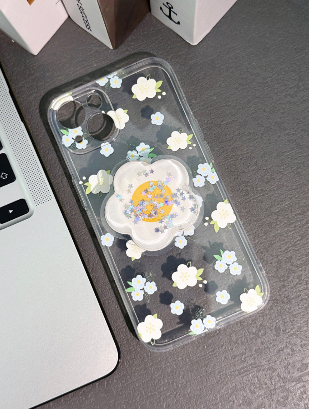 Blue Flower Transparent Case