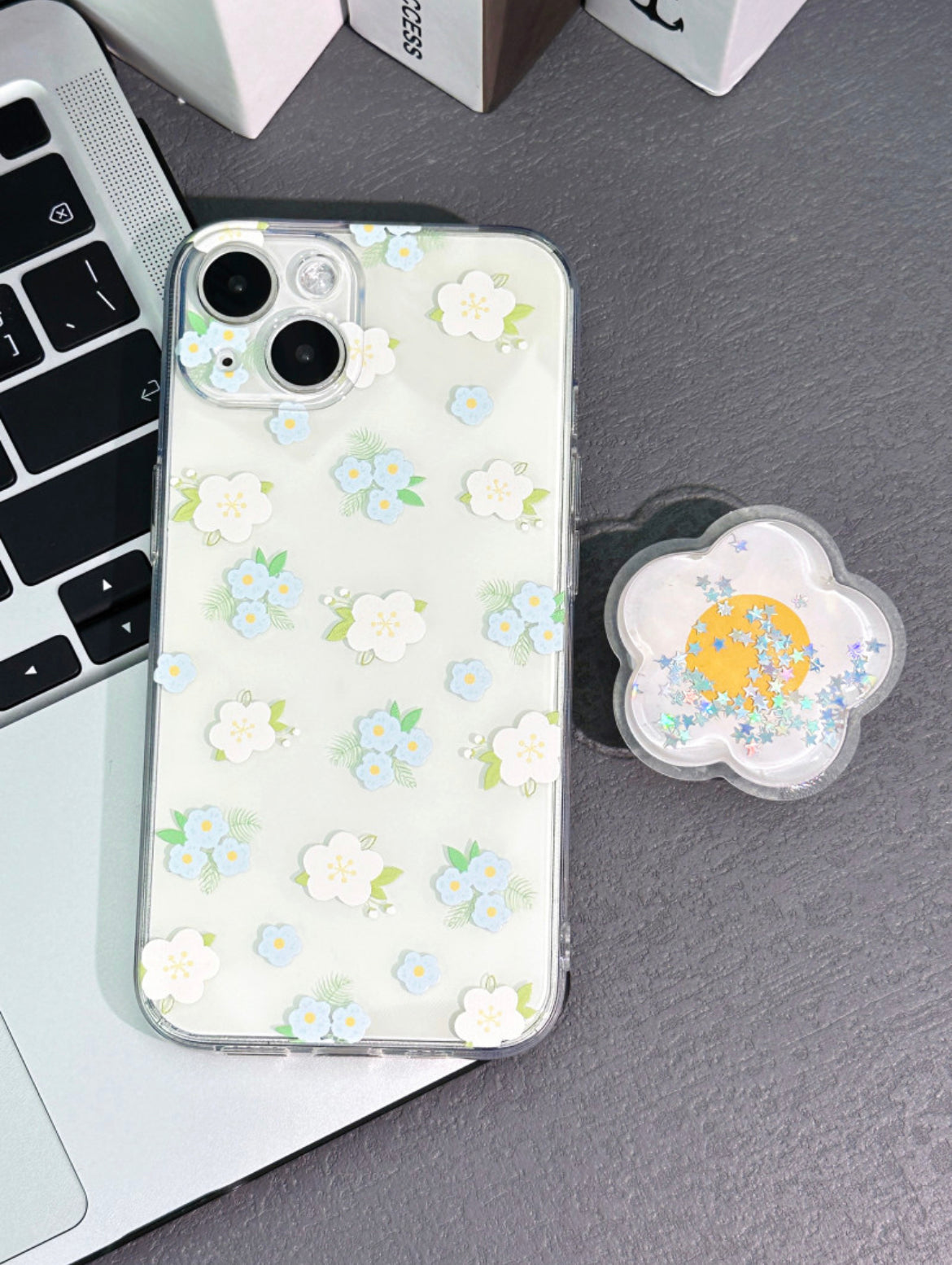 Blue Flower Transparent Case