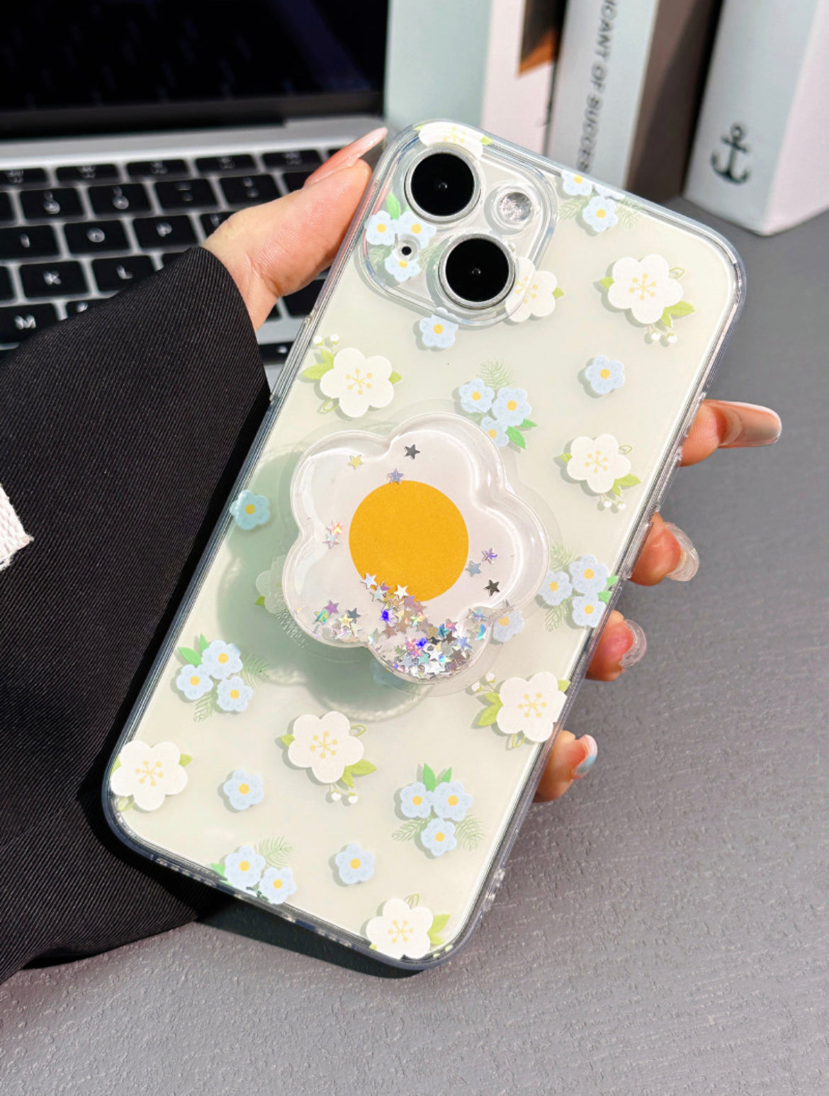 Blue Flower Transparent Case