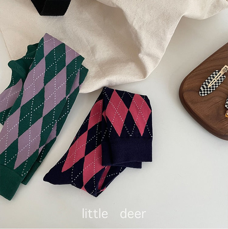 High checks socks