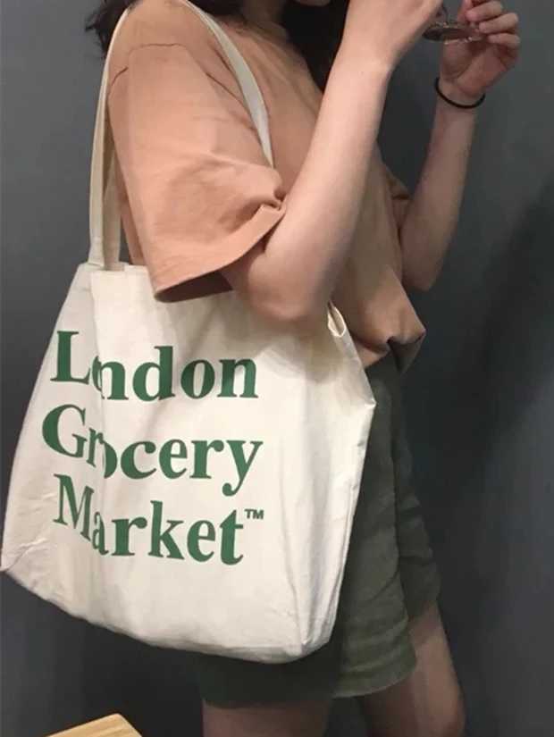 London grocery market tote bag