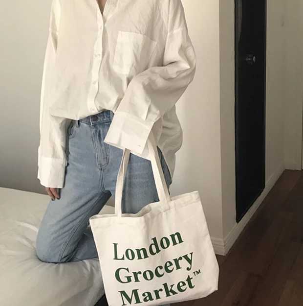 London grocery market tote bag