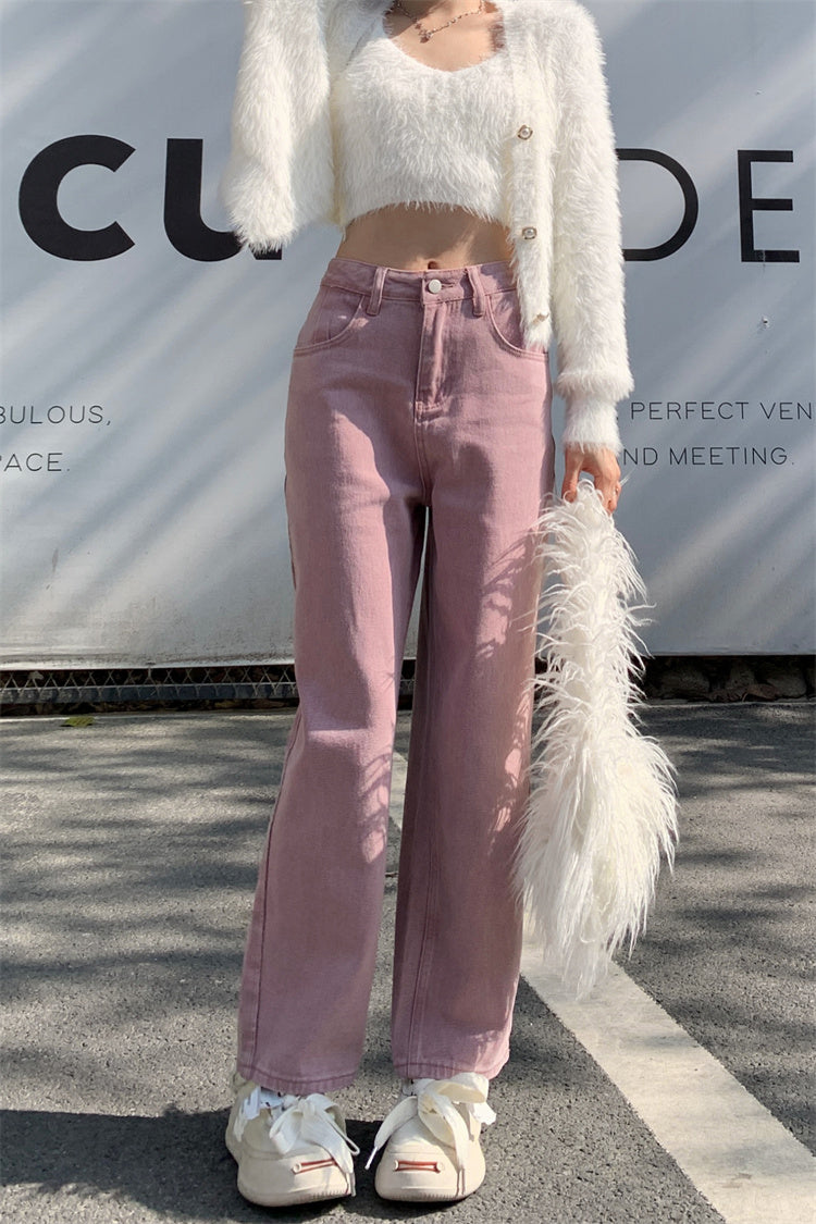 Pink Slim Denim Pants