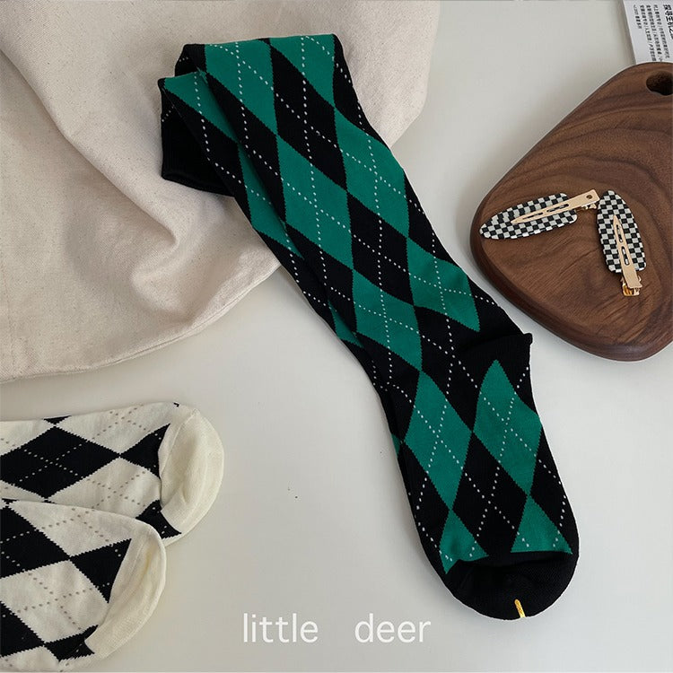 High checks socks