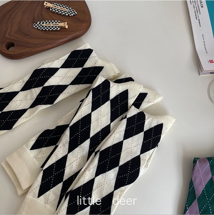 High checks socks