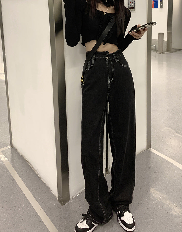 Black Botton Denim Jeans