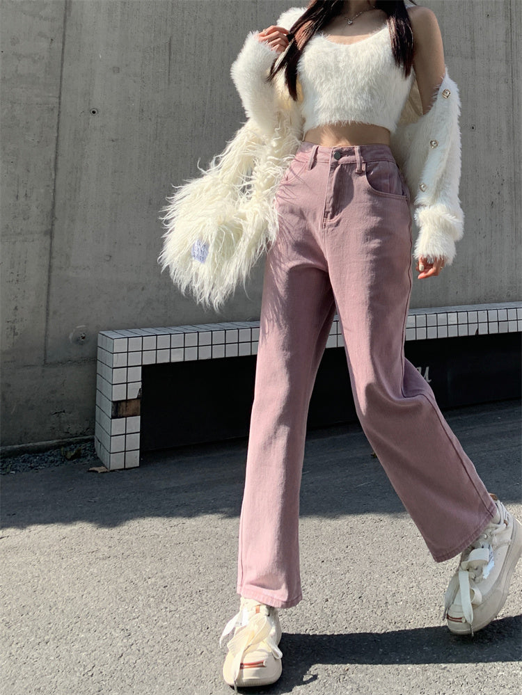 Pink Slim Denim Pants