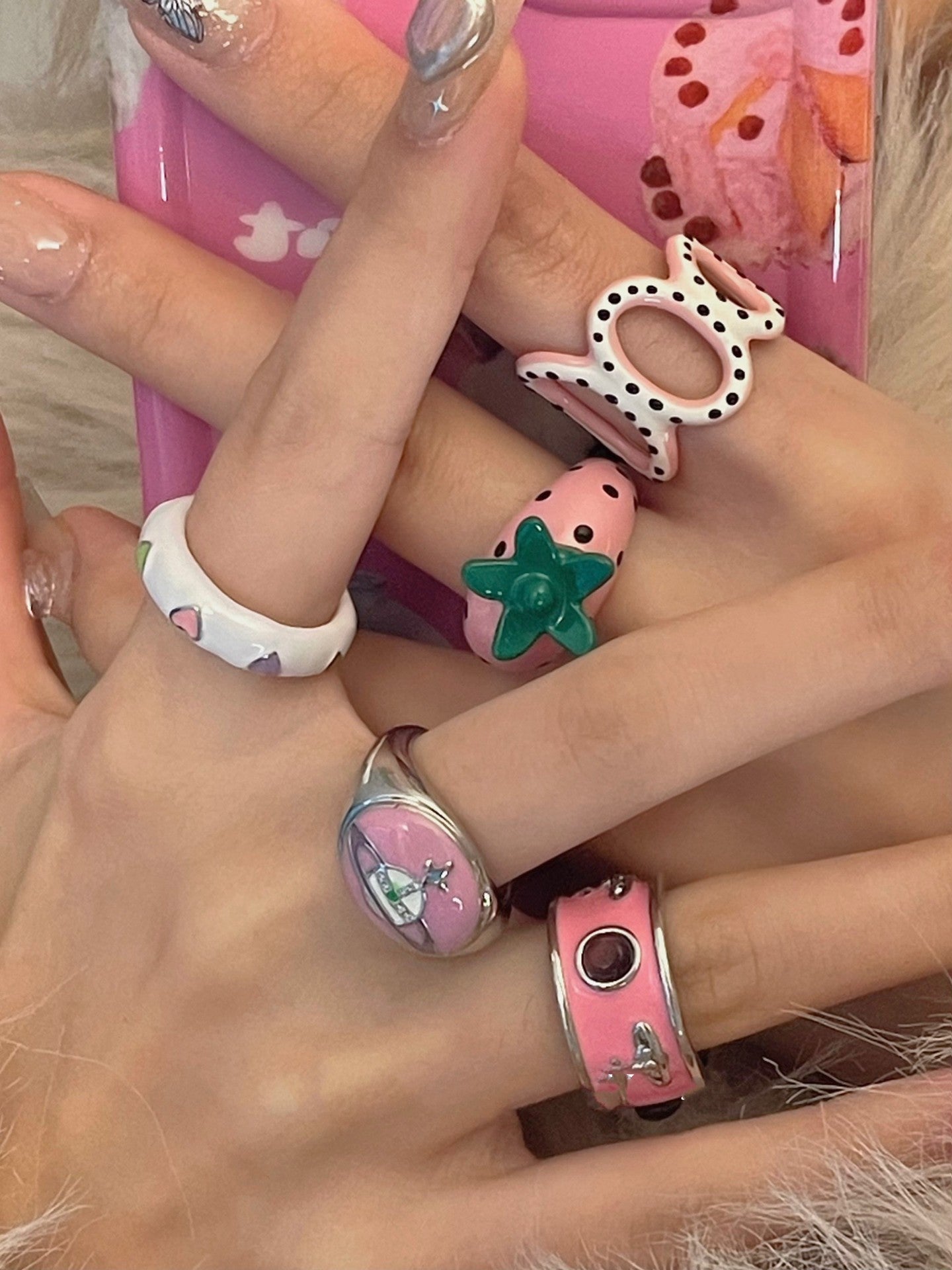 Strawberry Planet Clay Ring
