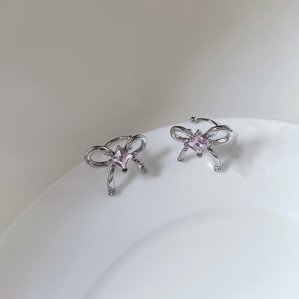 Sweet Pink Heart Rhinestone Earrings