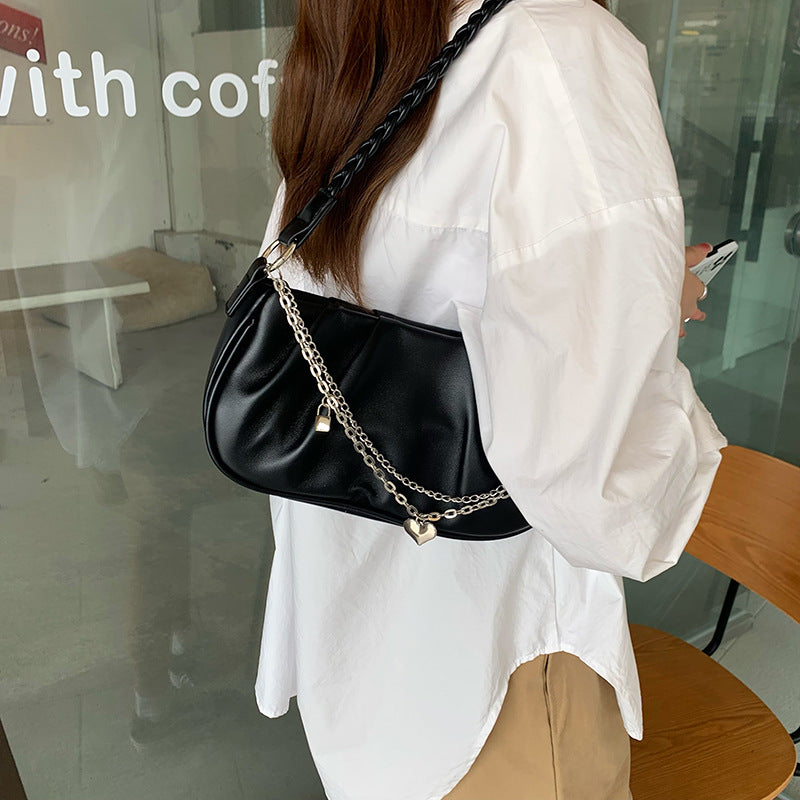 Y2K Heart Chain Ruffled Bag