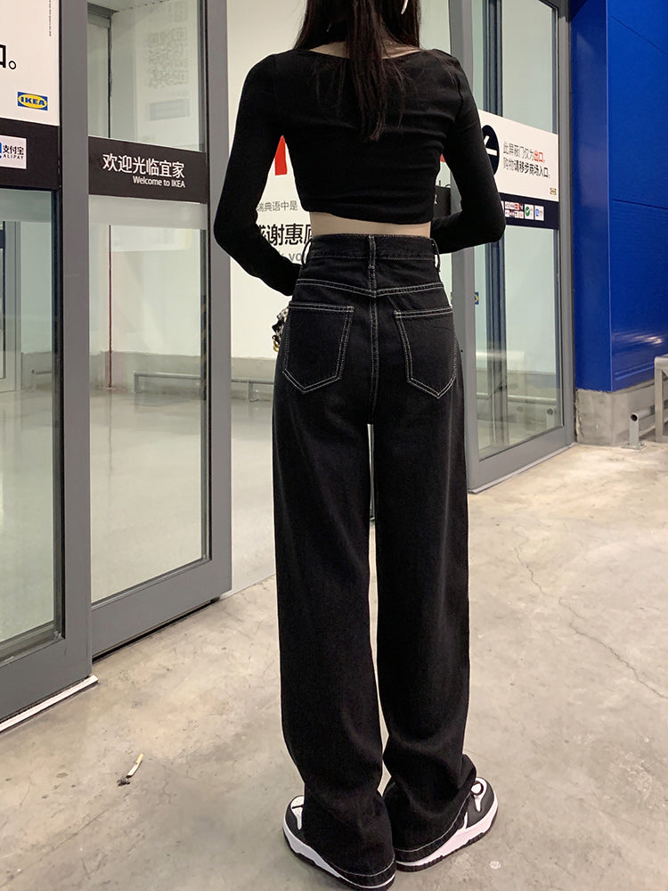 Black Botton Denim Jeans