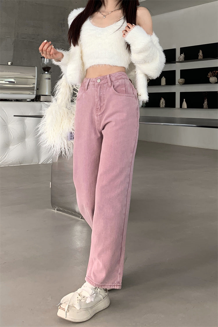 Pink Slim Denim Pants