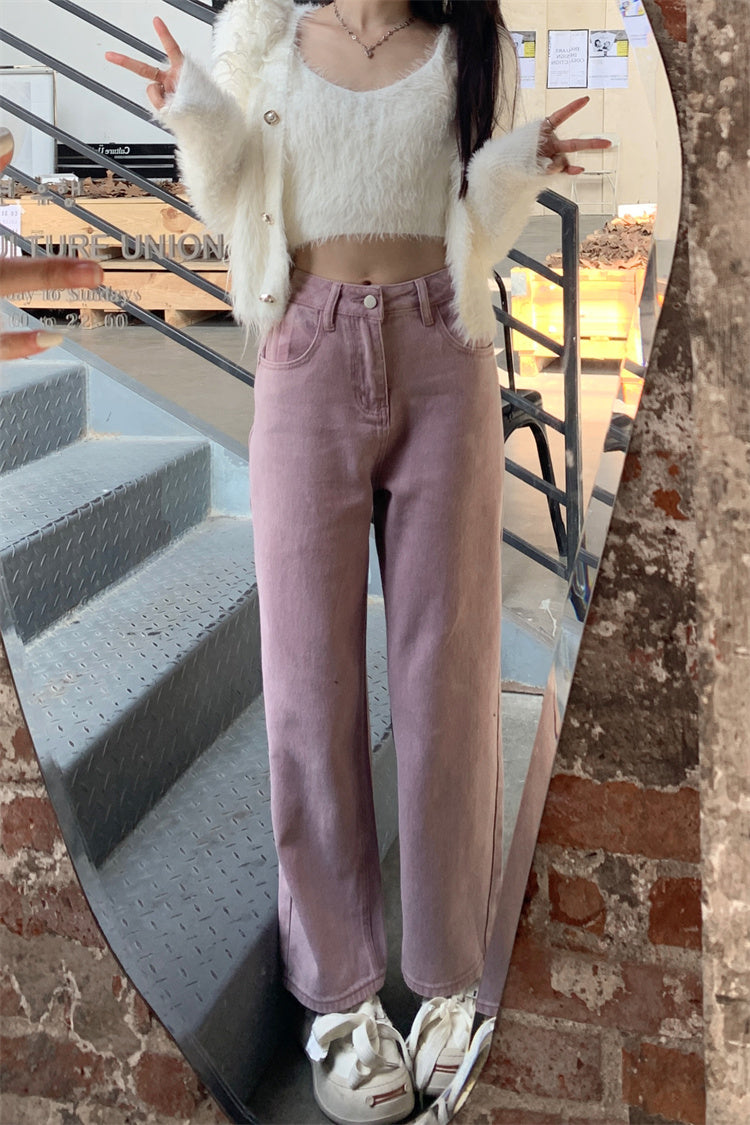 Pink Slim Denim Pants