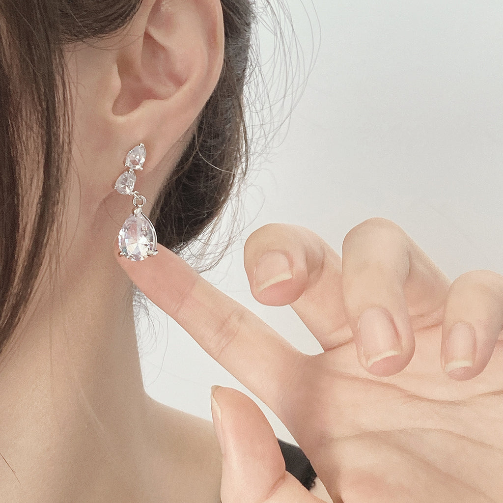 Sweet Pink Heart Rhinestone Earrings