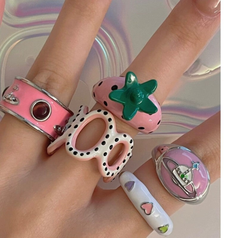 Strawberry Planet Clay Ring