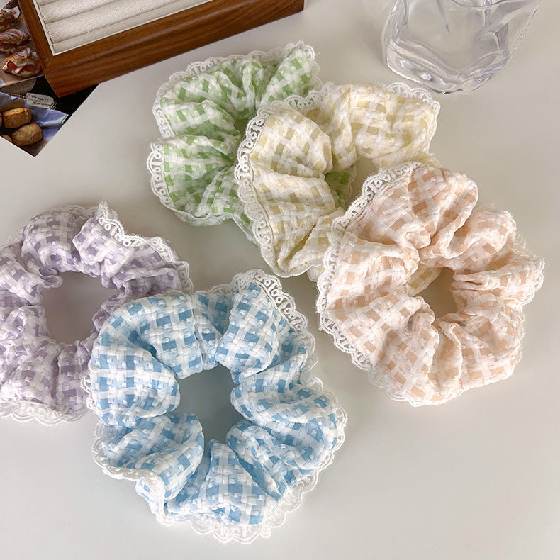 Checkered Lace Scrunchies
