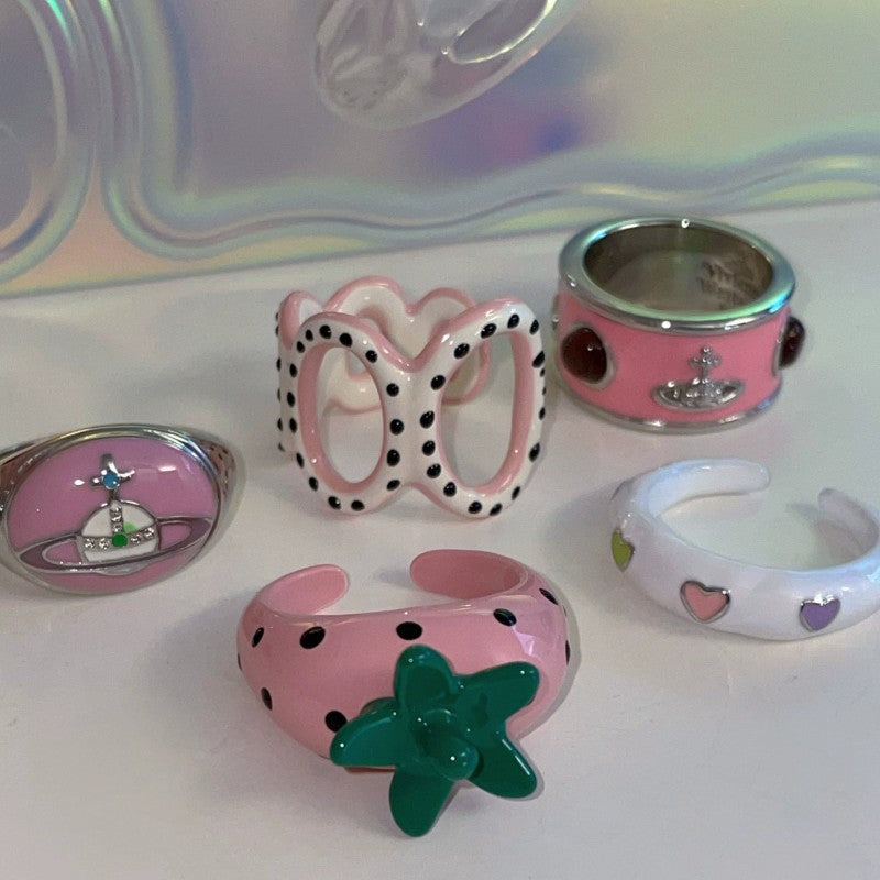 Strawberry Planet Clay Ring