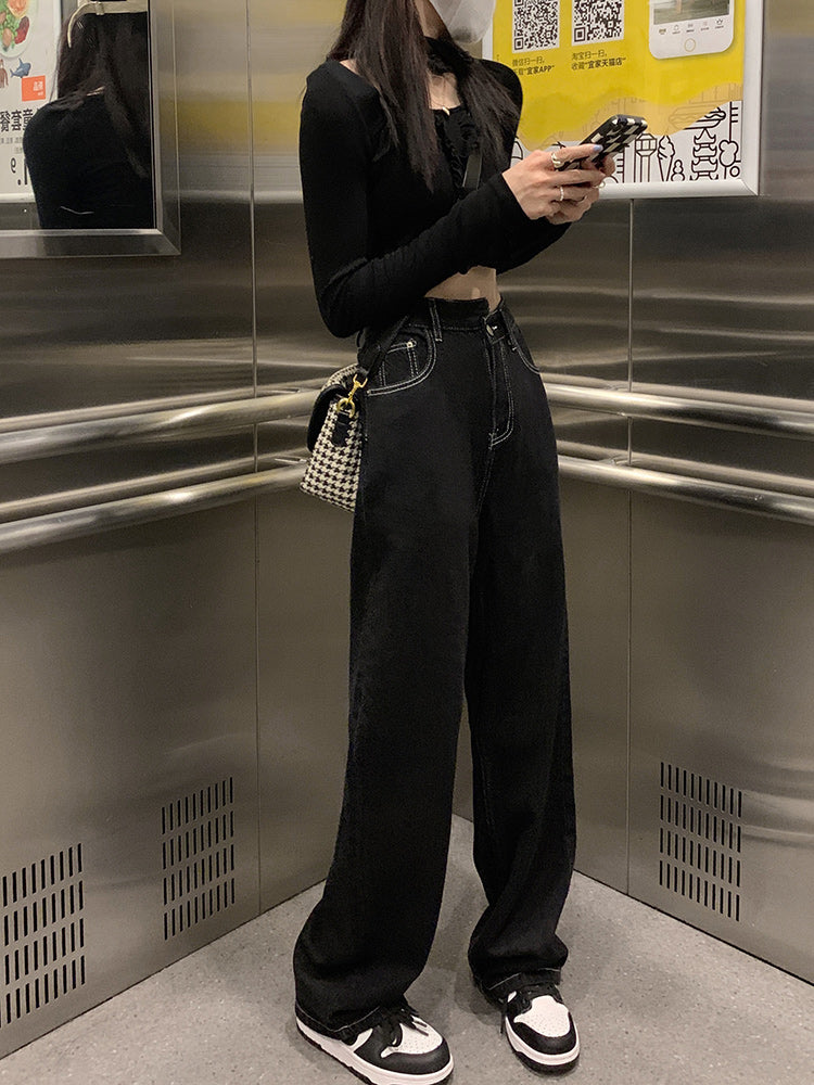 Black Botton Denim Jeans