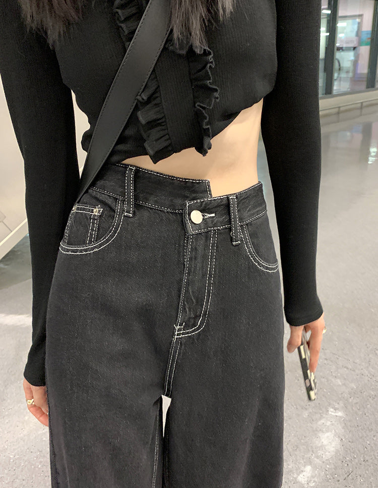 Black Botton Denim Jeans