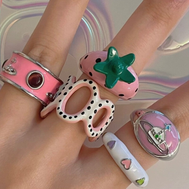 Strawberry Planet Clay Ring