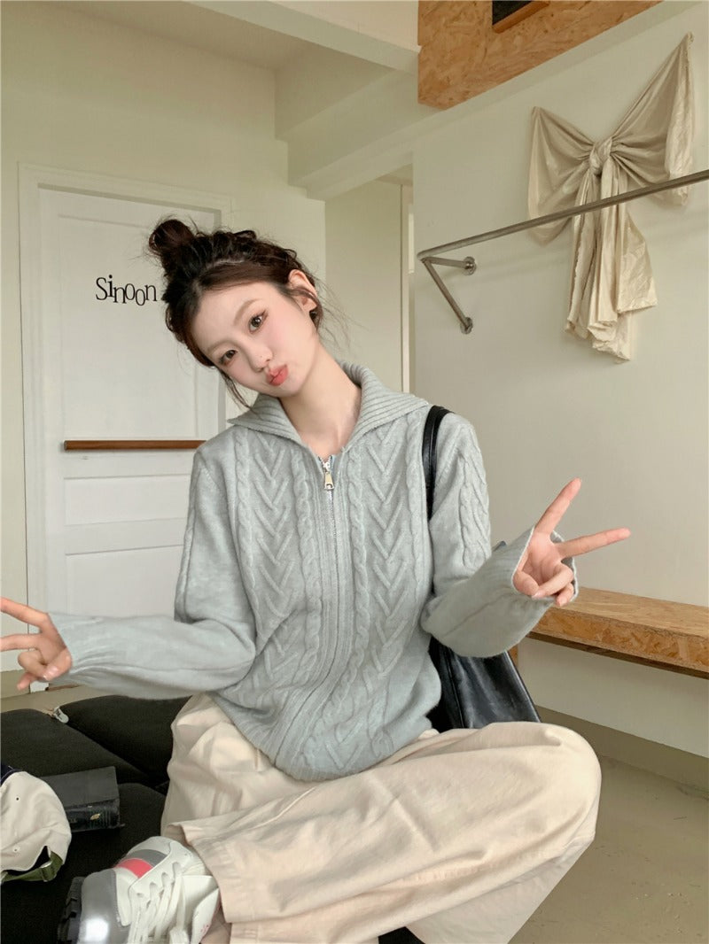 Celeste Grey Cable Knit Sweater