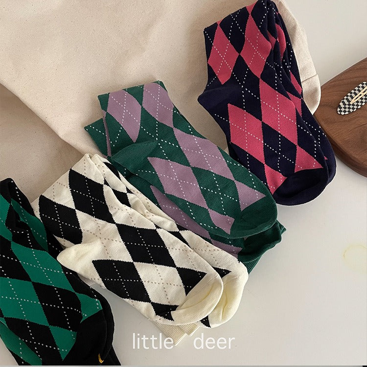 High checks socks